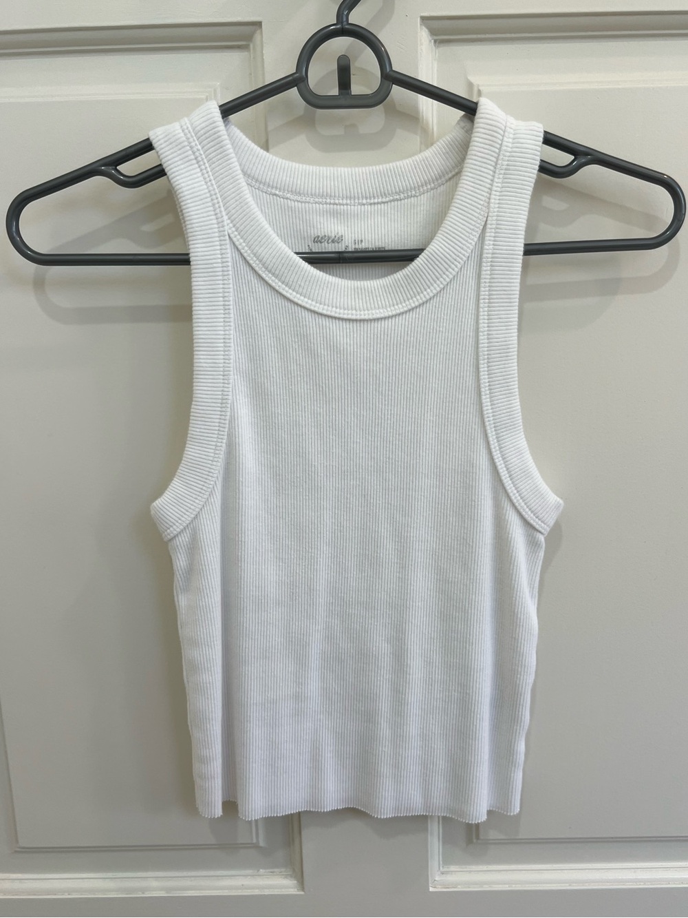 Aerie White Ribbed Tank Top